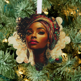 Afrozentrische Weihnachtskönigin Ornament Karte