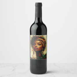 Afrozentrische Weihnachtskönigin Weinetikett
