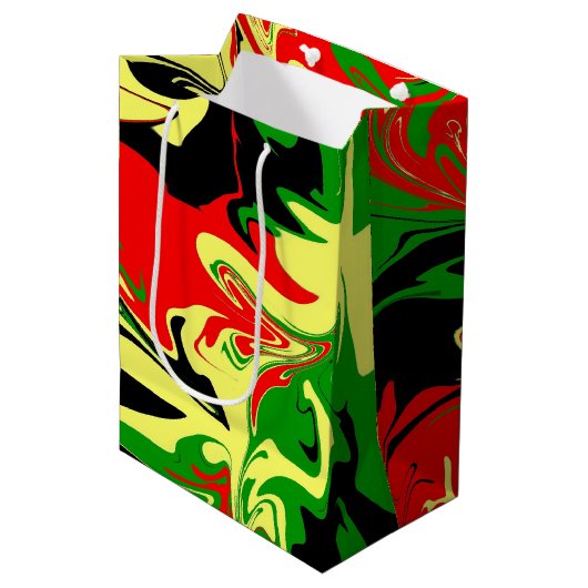 Afrozentrische Wirbel Mittlere Geschenktüte (Vorderseite Schrägansicht)