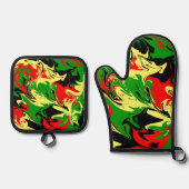 Afrozentrische Wirbel Ofenhandschuh & Topflappen-Set (Vorderseite)