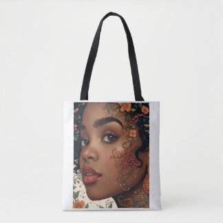 Afrozentrischer Blumenportrait-Tote | Serenity Noi Tasche