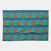 Afrozentrisches Chrome-Orange-Geometrisches Küchen Geschirrtuch (Horizontal)