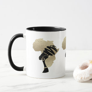 Afrozentrisches Erbedesign • Afrika in Gold Tasse