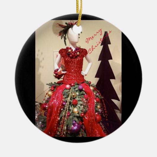 Afrozentrisches Kleid Form Mannequin Weihnachtsbau Keramik Ornament (Vorne)