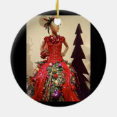 Afrozentrisches Kleid Form Mannequin Weihnachtsbau Keramik Ornament (Hinten)