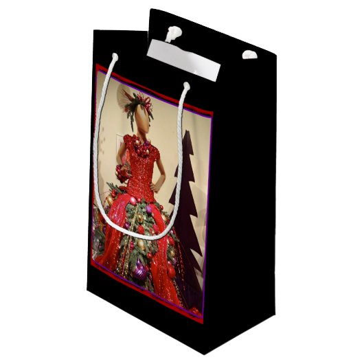 Afrozentrisches Kleid Form Mannequin Weihnachtsbau Kleine Geschenktüte (Rückseite Schrägansicht)