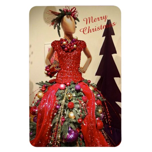Afrozentrisches Kleid Form Mannequin Weihnachtsbau Magnet (Vertikal)