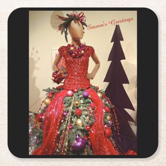 Afrozentrisches Kleid Form Mannequin Weihnachtsbau Rechteckiger Pappuntersetzer (Vorderseite)