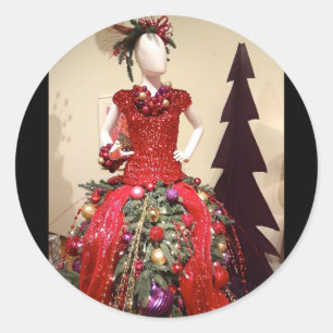 Afrozentrisches Kleid Form Mannequin Weihnachtsbau Runder Aufkleber
