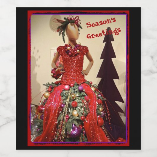 Afrozentrisches Kleid Form Mannequin Weihnachtsbau Weinetikett (Einzelnes Label)