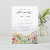 After Party Mountains Meadow Wildflowers Wedding Einladung (Stehend Vorderseite)
