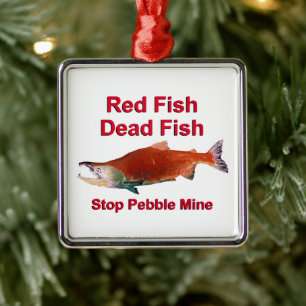 After Salmon - Stop Pebble Mine Ornament Aus Metall
