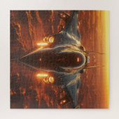 Afterburner Jet bei Sunset - Aviation Puzzle (Horizontal)