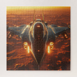 Afterburner Jet bei Sunset - Aviation Puzzle