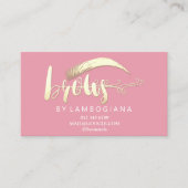 Aftercare Brows Gold Logo Microblading Rose Busine Visitenkarte (Vorderseite)