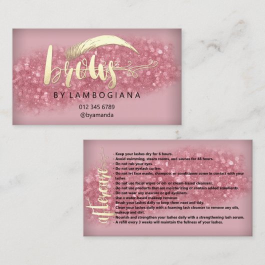 Aftercare Brows Logo Microblading Rose Studio Busi Visitenkarte (Vorne/Hinten)