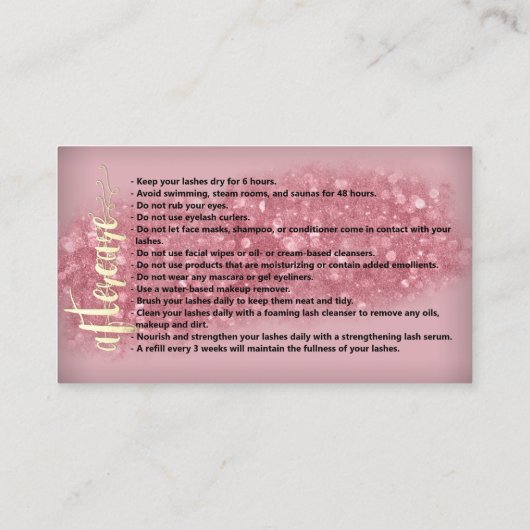 Aftercare Brows Logo Microblading Rose Studio Busi Visitenkarte (Rückseite)