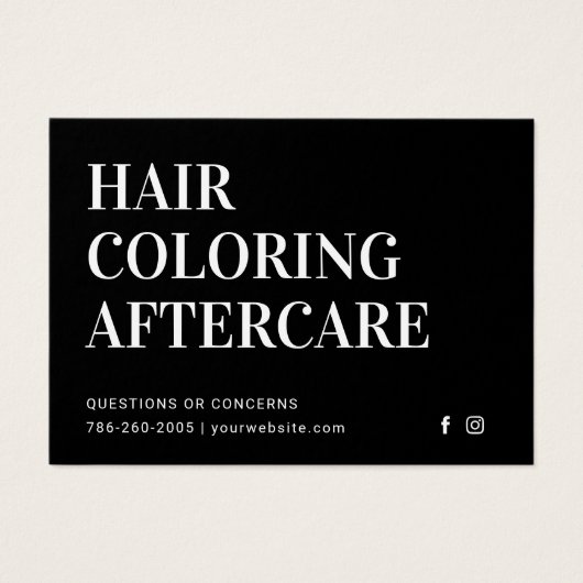 Aftercare Business Card zum Färben von Haaren (Vorderseite)