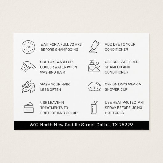 Aftercare Business Card zum Färben von Haaren (Rückseite)