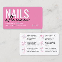 Aftercare Card mit rosa und schwarzen Nägeln Visitenkarte