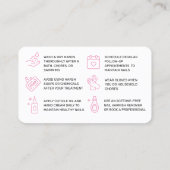 Aftercare Card mit rosa und schwarzen Nägeln Visitenkarte (Rückseite)