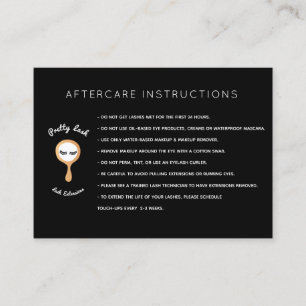 AfterCare für Lash Extensions Salon Visitenkarte