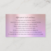 Aftercare Instruction Eyebrow Crown Rose Lavendel Visitenkarte (Rückseite)