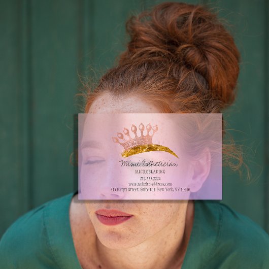 Aftercare Instruction Eyebrow Crown Rose Lila Visitenkarte