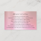Aftercare Instruction Eyebrow Crown Rose Pink Gold Visitenkarte (Rückseite)