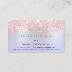 Aftercare Instruction Lash Rose Glitzer Holographi Visitenkarte
