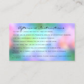 Aftercare Instructions Eyelash Dankeschön Holograp Visitenkarte (Rückseite)