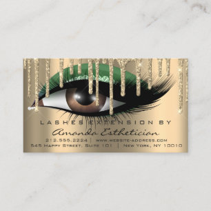 Aftercare Instructions Eyelash Extension Mint Gold Visitenkarte