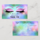 Aftercare Instructions Eyelash Holographic Visitenkarte (Vorne/Hinten)