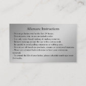 Aftercare Instructions Lash Gold Tropfens Spark Visitenkarte (Rückseite)