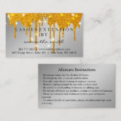 Aftercare Instructions Lash Gold Tropfens Spark Visitenkarte (Vorne/Hinten)