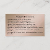 Aftercare Instructions Lash Gold Tropfens Spark Visitenkarte (Rückseite)