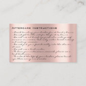 Aftercare Instructions Lash Rose Gold Tropfens Spa Visitenkarte (Rückseite)