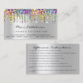 Aftercare Instructions Lash Silver Holograph Tropf Visitenkarte (Vorne/Hinten)