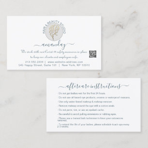 Aftercare Instructions Lash White Logo QR CODE Visitenkarte