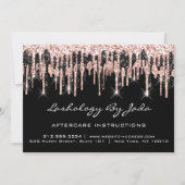 Aftercare Instructions Lashes Back Rose Gold Tropf Einladung (Vorderseite)