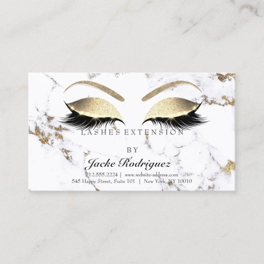 Aftercare Instructions Lashes Marble Golden Eyes Visitenkarte (Vorderseite)