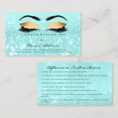 Aftercare Instructions Lashes Ocean Blue Gold Visitenkarte (Vorne/Hinten)