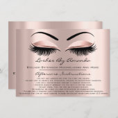 Aftercare Instructions Lashes Rose Brows Makeup Einladung (Vorne/Hinten)