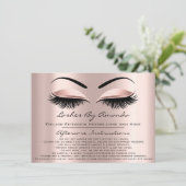 Aftercare Instructions Lashes Rose Brows Makeup Einladung (Stehend Vorderseite)