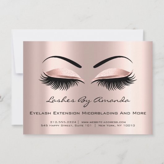 Aftercare Instructions Lashes Rose Brows Makeup Einladung (Rückseite)
