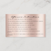 Aftercare Instructions Lashes Rose Crown Visitenkarte (Rückseite)