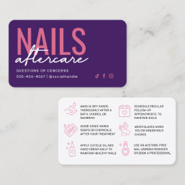 Aftercare-Karte für lila und rosa Nägel Visitenkarte