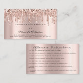 Aftercare Rose Pink Glitzer Tropfen Visitenkarte (Vorne/Hinten)