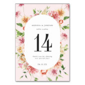 Afterglow Garden Florale Hochzeitstisch-Nummer Tischnummer (Rückseite)