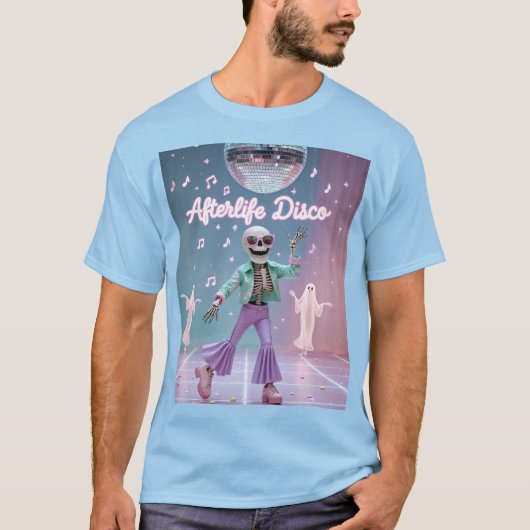 Afterlife Disco – Groovy Skeleton Dance in Pastel T-Shirt (Vorderseite)